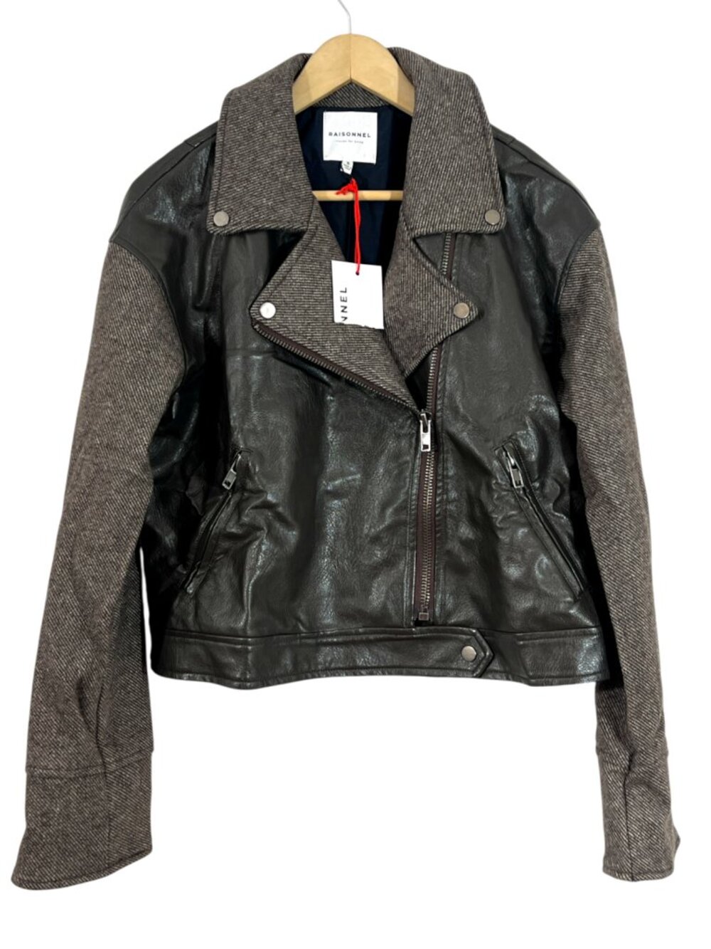 Raisonnel Anthropologie Twill Cocoon Moto Jacket Brown Small New w/ Cut Tag